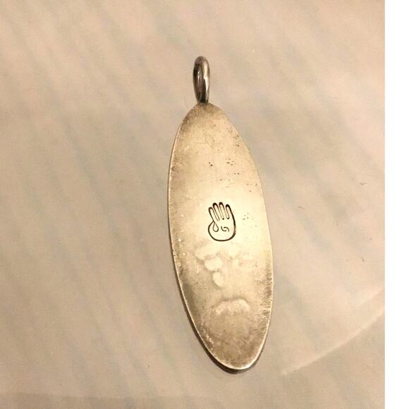 Vintage Watson Honanie Hopi Sterling Silver Overlay Abstract PENDANT - Picture 3 of 3